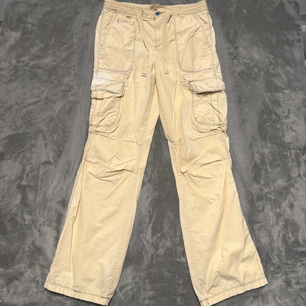 Vintage Polo Ralph Lauren Cargo Pants Womens 10 Baggy Butter Yellow‎ Gorp Y2K W